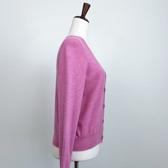 Talbots Pink Wool Angora Blend V-Neck Cropped Knit Sweater Cardigan - Picture 5 of 8